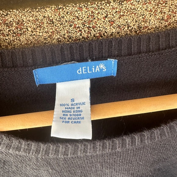 Delia’s Vintage Hair Spray 90’s Acrylic Black Sweater Women’s size Small - Picture 5 of 7